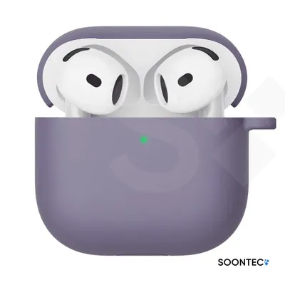 Produktbild von SOONTEC Hülle für AirPods 4 Generation Case Silikon Schutzhülle Kopfhörer Etui Slim Cover in Lavendel mit Karabiner-Ring