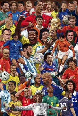 A collage of famous football players.