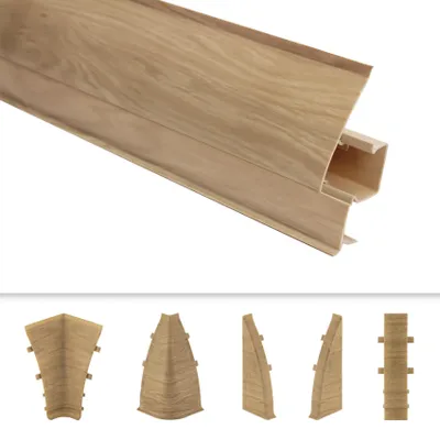 Produktbild von PVC Sockelleisten Sparpakete Fußbodenleisten 23x65mm Modern Kabelkanal