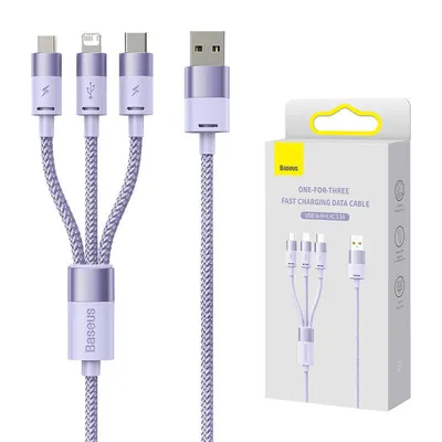 Obrázok produktu pre Kbel 3v1 Baseus StarSpeed Series, USB na USB-C/Micro/Lightning, 3,5 A, 1,2 m, fialov