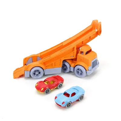 Image de Camion Green Toys avec 2 voitures de course