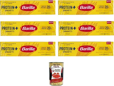 Produktbild von Barilla Protein+ Spaghetti 400gr, Pasta reich an pflanzlichem Protein, 6x 400 g + Italian Gourmet polpa 400gr