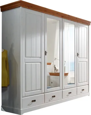 Produktbild von Kleiderschrank >SZ-0132< in weiß - 255x217x62 (BxHxT)