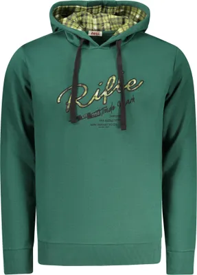 Produktbild von Herren Langarm Kapuzenpullover Grün – Gefüttert mit Stickerei Details
