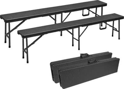 Produktbild von Beach & Pool Klappbank, 2-er Set, Rattan Optik, 180 cm,  schwarz
