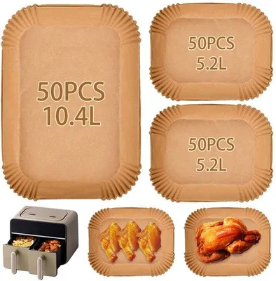 Immagine prodotto di Bicchieri di carta per friggitrice ad aria senza BPA, 150 pezzi, per modelli da 5,2 L a 10,4 L, antiaderenti, monouso, compatibili con FlexDrawer