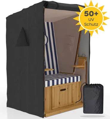 Produktbild von SANZARO Strandkorb Schutzhülle winterfest 100 cm passend für 95 breit - 600D Oxford Stoff, Reißfest und UV Beständig, Wasserdicht, grau