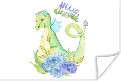 Produktbild von MuchoWow® Poster Dinosaurier - Rosen - Kinderzimmer - Jungen - Mädchen - Kinder 90x60 cm - Schlafzimmer