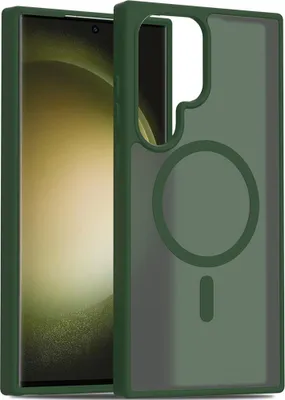 Image de Etui magnétique pour Samsung Galaxy S23 Ultra, compatible MagSafe, dos translucide mat, résistant aux chocs Vert
