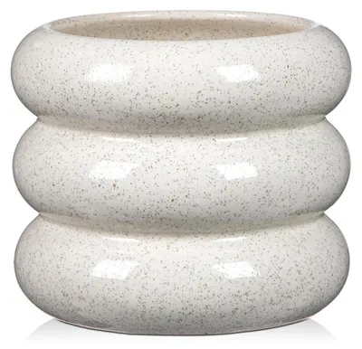 Immagine prodotto di Solidchoice - Vaso in Vetroceramica bianca, 13 cm - Fioriera decorativa con foro di drenaggio