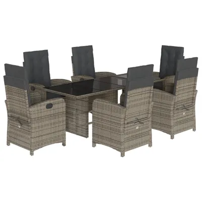 Produktbild von vidaXL 7-tlg. Garten-Essgruppe mit Kissen Grau Poly Rattan