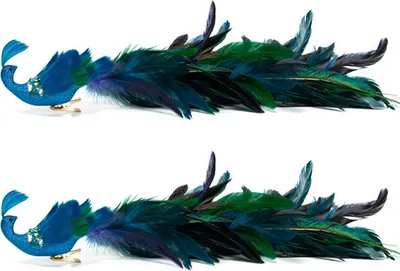 Image de (2 pièces) Peacock Intérieur ornements décoratifs oiseau avec clip pour l'arbre de Noël décorations de jardin