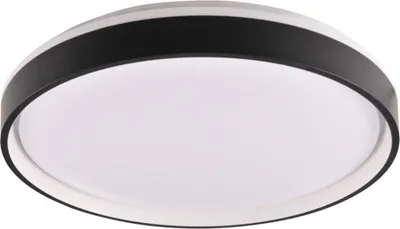 Productafbeelding van LED plafondlamp rond met afstandsbediening, model JADWIGA, zwart-wit, 72W, 8000lm, kunststof, afmetingen: 7,5x48x48cm, IP44, Polux