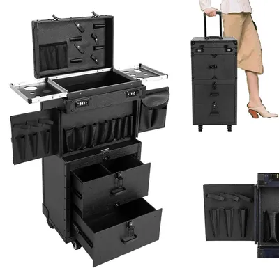 Produktbild von Kosmetikkoffer – Rollkoffer – Transportkoffer für Kosmetik – Mit Rollen – 82 cm – Schwarz