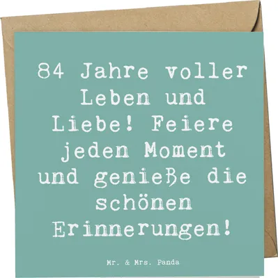 Produktbild von Mr. & Mrs. Panda Grußkarte Spruch 84. Geburtstag Leben und Liebe - Meeresbrise - Geschenk, Happy Birthday, vergangene Jahre, Überraschung, doppelkarte, anlasskarte, 84