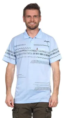 Produktbild von Herren Poloshirt Sommer Polo-Hemd Kurzarm mit Muster, Hellblau L