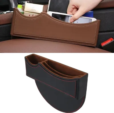 Image de Boîte de rangement pour siège de voiture avec pochette de rangement pour téléphone portable, étui à monnaie et accessoires (Noir)