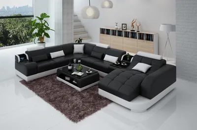 Produktbild von Ledersofa Designer Sofa U Form Wohnlandschaft Couch Polster Ecksofa Garnitur Neu