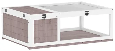 Produktbild von PawHut Schildkrötenhaus aus Holz Schildkrötengehege mit Haupthäusern Braun