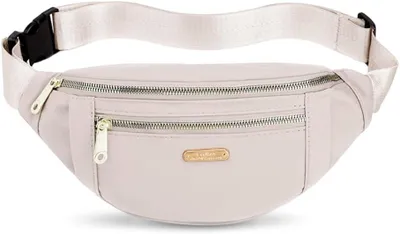 Imagen del producto de Riñonera ajustable, de 30 x 14 cm, color blanco, ideal para actividades al aire libre y para el uso diario