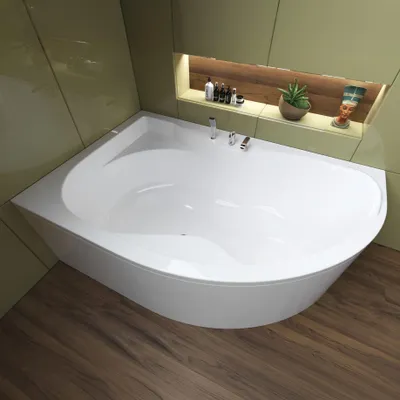 Produktbild von Badland Eckbadewanne Dora, 170x110 cm, H 59,5 cm, T 44,5 cm, Links, Acryl, Weiß, inkl. Acrylschürze, Füße & Ablaufgarnitur