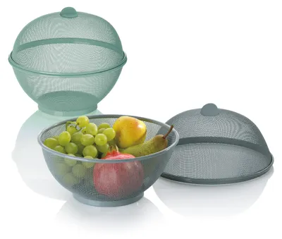 Produktbild von kela Obstkorb mit Fliegenschutz 26,5 cm COMO, Abdeckhaube für Lebensmittel, Obstkorb mit Deckel, Fliegenhaube, Metall, grau