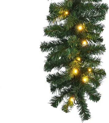 Produktbild von Haushalt International Tannengirlande für Außen - 270 cm lange grüne Girlande mit 50 integrierten LED-Lichtern für festliche Weihnachtsdekoration