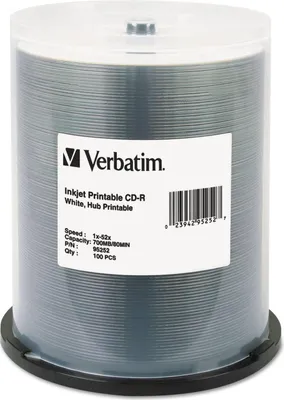 Produktbild von Verbatim CD-R 700MB 52x Inkjet Printable Weiß - Box 100 Stück