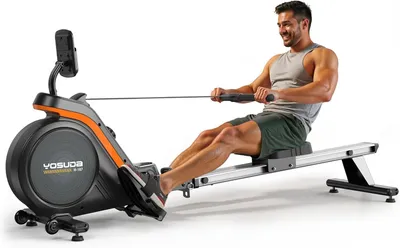Produktbild von YOSUDA Rudergerät Zuhause, 16 Dynam. Widerstand, für Große bis 181kg, Ultra-Leise Magnetisch, Komfort-Sitz, Bluetooth/App, Alu-Schiene