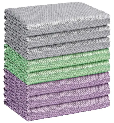Immagine prodotto di Panni in microfibra per la pulizia dei vetri, confezione da 8 pezzi, dimensioni 30 x 30 cm, senza pelucchi, ad alta capacità di assorbimento, ad asciugatura rapida, lavabili in lavatrice