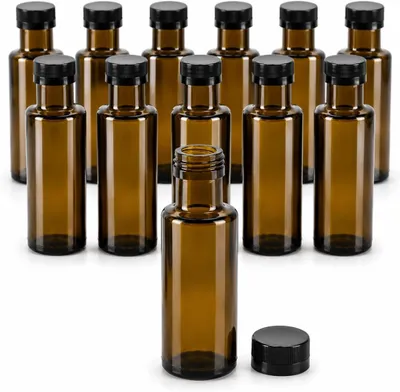 Produktbild von 12 x Ölflasche 100 ml mit Schraubverschluss – Glasflaschen für Öl, Essig, Likör & Sirup – kleine Flaschen aus Glas
