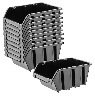 Productafbeelding van Opbergbox stapelbox - PP-kunststof - Zwart - 155 x 100 mm - Set van 10