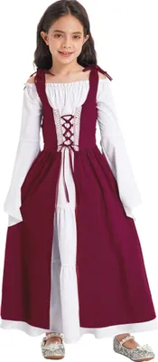 Produktbild von Mädchen Mittelalter Kostüm Gr. 158-164 Cm Kinder Trachtenkleid für Oktoberfest Halloween Fasching Kostüme Verkleidung