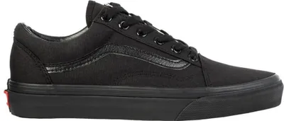 A black Vans sneaker is shown from the side against a white background.
