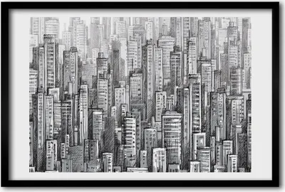 Produktbild von Bild 60x40 MDF-Rahmen, Wandkunst Wolkenkratzer