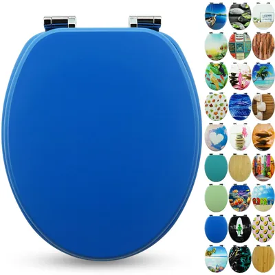 Produktbild von Sanfino® Premium WC Sitz "Deep Blue" hochwertiger Toilettendeckel mit Absenkautomatik aus Holz, viele bunte Motive, einfache Montage