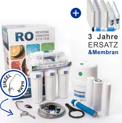 Produktbild von Umkehrosmoseanlage 6 Stufen RO6 Wasserfilter Mit Einzel Hahn Und 3 Jahre +Membran Ersatz