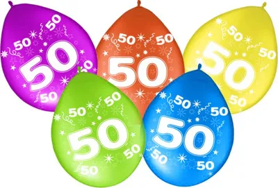 Produktbild von Luftballons mit Rückseitendruck, Zahl 50 FIFTY, 5 Stk.