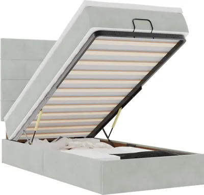Image de vidaXL Lit ottoman avec matelas gris clair 100x200 cm velours