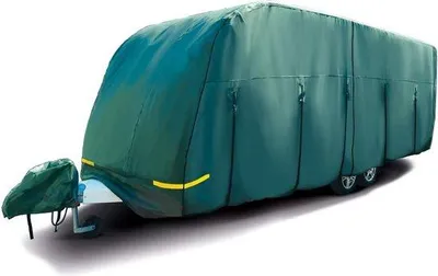 Productafbeelding van Unyqoos® Volledige garagebescherming voor caravans – ademende, 4-laags, UV-bestendige beschermhoes voor caravans van 6,2–6,8 meter (21–23 inch), met nylonbanden, kunststofgespen, elastische banden aan de achterkant en een opbergtas