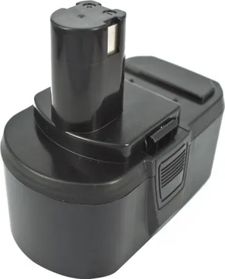A black cordless tool battery pack.