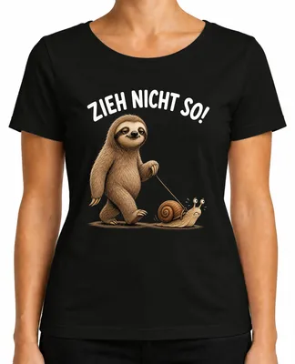 Immagine prodotto di T-shirt divertente con scritta "Non fare la bradipa", ideale come regalo di compleanno per donna. Motivo: bradipa. Colore: nero. Taglia: 3XL