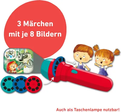 Produktbild von Diashow Projektor Taschenlampe Kinder 3 Bildscheiben 8 Bilder Märchen
