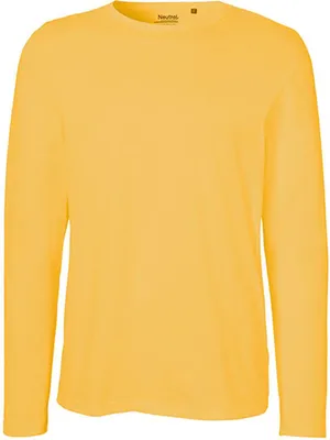 Image de Neutral O61050 | T-shirt manches longues homme / 100% coton équitable - Couleur : Jaune - Taille : XXL