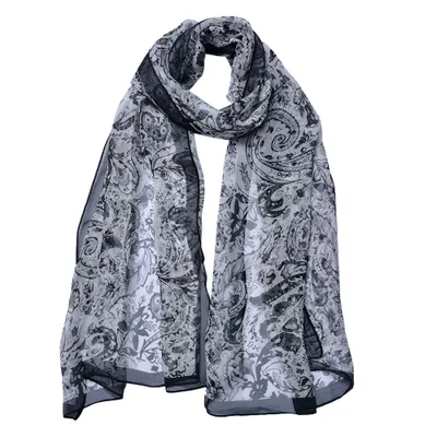 Produktbild von Clayre & Eef Gemusterter Damenschal 50x160 cm Grau Synthetisch