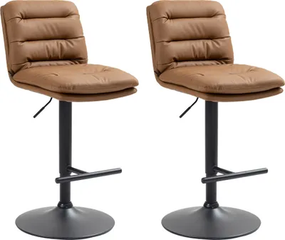 Produktbild von CLP 2er Set Barhocker Damar Kunstleder höhenverstellbar und drehbar hellbraun Gestell Farbe schwarz