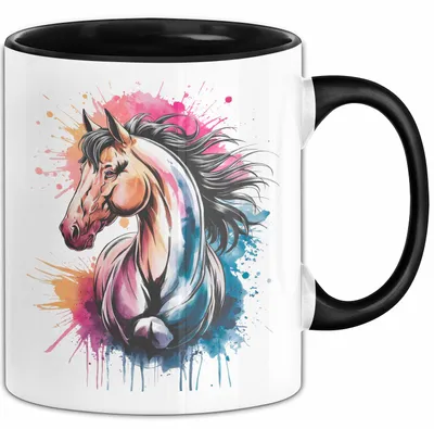 Produktbild von Pferde Tierliebhaber Tasse Geschenk Lustige Geschenkidee Spruch (Schwarz)