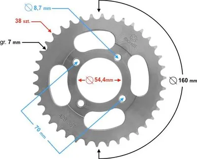 Produktbild von Moretti 38/428 Kettenrad für Ogar