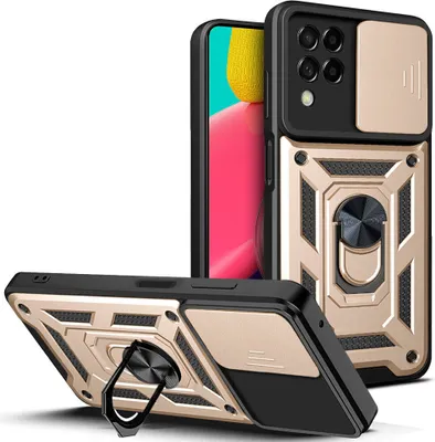 Produktbild von Galaxy M53 5G Hülle mit Ring Ständer Halter Dia Kameraschutz TPU PC Schutzhülle für Samsung Galaxy M53 5G Gold