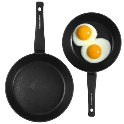 Zdjęcie produktu dla Zestaw patelni 2-częściowy nieprzywierająca powłoka patelnia aluminiowa indukcja gaz czarna